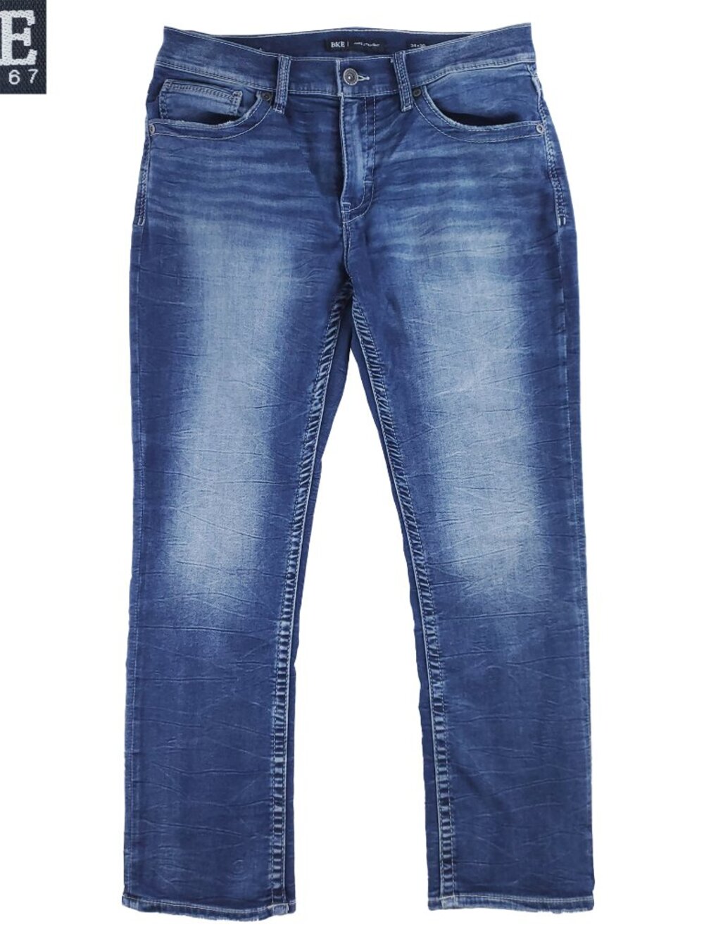 BKE Jake Straight Jeans Stretch Stitched Denim Light Distress Men's 34x30